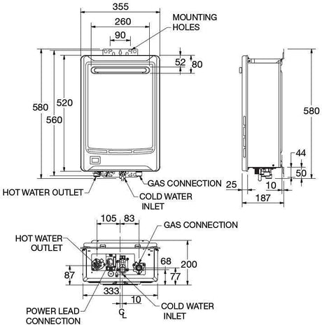Rheem Metro Max 50°C 16L Continuous Hot Water Unit 876T16PF *LPG GAS*