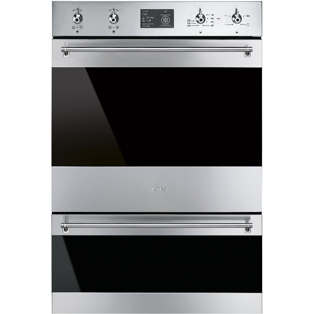 Smeg 60cm 120L Double Pyrolytic Electric Wall Oven Stainless Steel DOSPA6395X