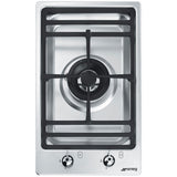 Smeg 30cm Domino-Style Stainless Steel Dual Control Wok Burner Gas Cooktop PGA31G-1
