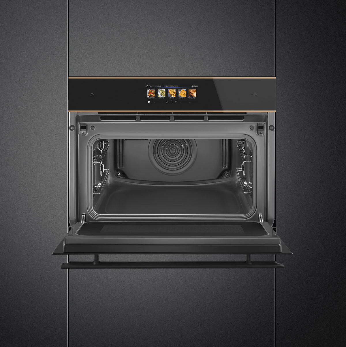 Smeg 45cm Dolce Stil Novo Combi Microwave Electric Built-In Oven Copper Trim SOA4606WM2PNR