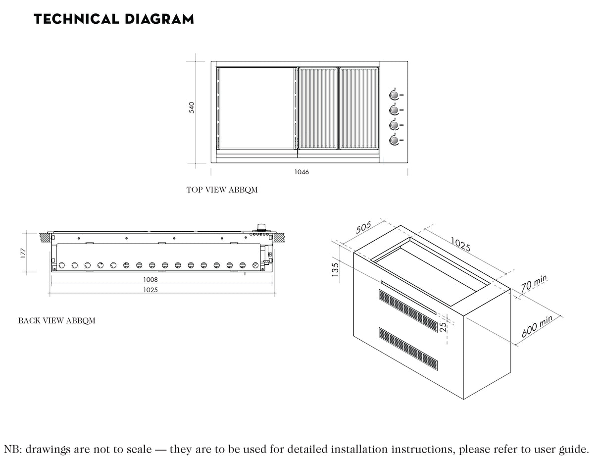 Artusi 104cm Built-In LPG or Natural Gas BBQ ABBQM | Greater Sydney Only