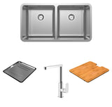 Abey Lago LG200U Double Bowl Undermount Sink & 2K1 Tap Pack LG200UT5