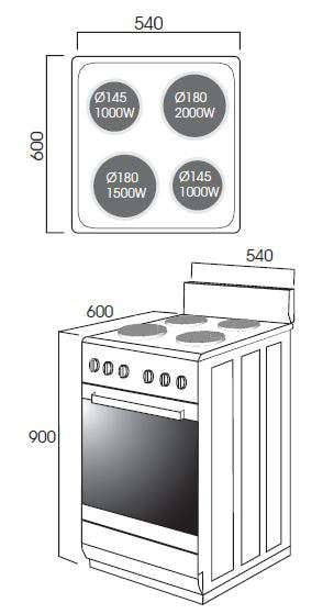 Artusi 54cm 65L Electric Freestanding Oven/Stove AFE544W