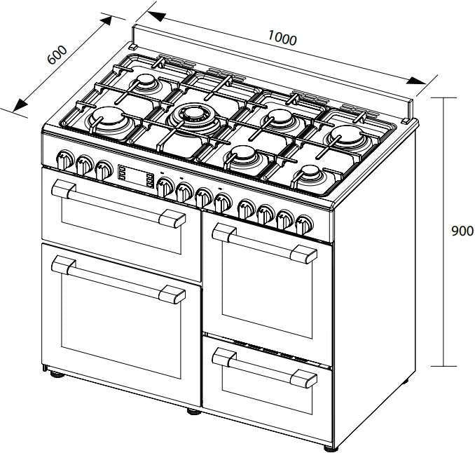 Artusi 100cm 65L Dual Fuel Freestanding Oven/Stove AFGR1047B