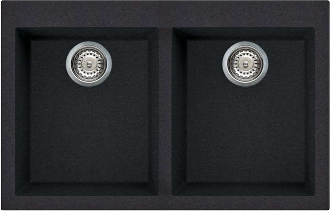 Artusi Black Double Bowl Inset/Undermount Granitek Sink AGS792B