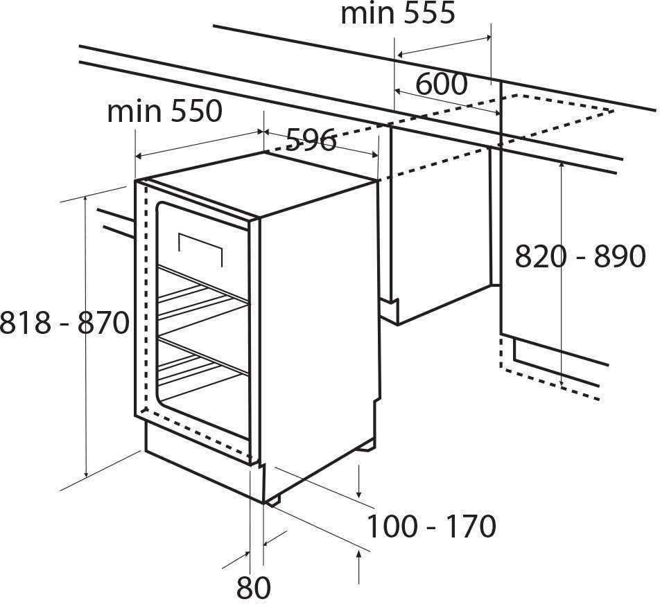 Artusi 111L Integrated Bar Fridge/Freezer AINT119/2