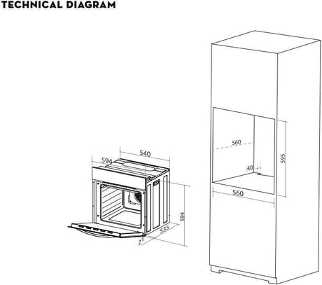 Artusi 60cm 66L Pyrolytic Electric Built-In Wall Oven AO6000MBP