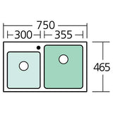 Oliveri Apollo 1 & 3/4 Double Right Hand Bowl Inset/Undermount/Flush Sink AP1416