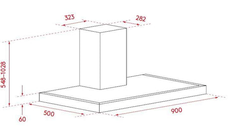 Airvolution 90cm Box Canopy Rangehood ARBC90TBS