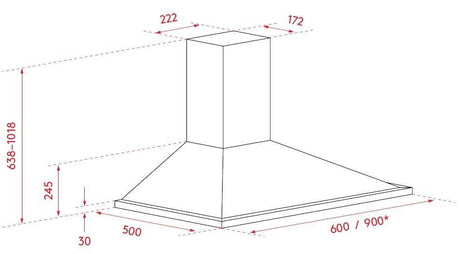 Airvolution 90cm Canopy Rangehood ARC90BS