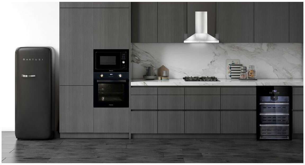 Artusi 277L Retro Top Mount Black Refrigerator ARET330B | Greater Sydney Only
