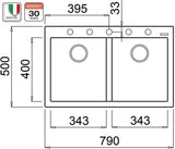 Artusi Black Double Bowl Inset/Undermount Granitek Sink AGS792B