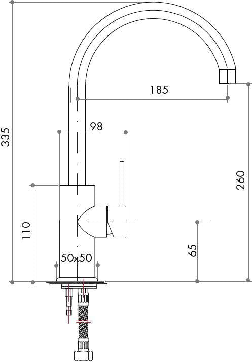 Artusi Gooseneck Kitchen Mixer Tap ASM101B