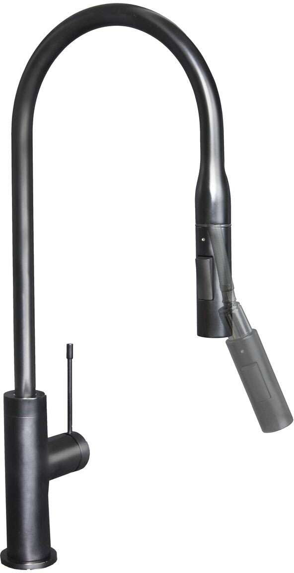 Artusi Gooseneck Pullout Kitchen Mixer Tap Matt Black ASM201B