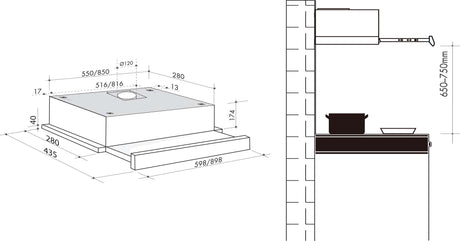 Artusi 90cm Slideout Rangehood ASO920X