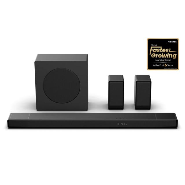 Hisense 5.1.4 Channel 600W Dolby Atmos Soundbar with Wireless Subwoofer AX5140Q