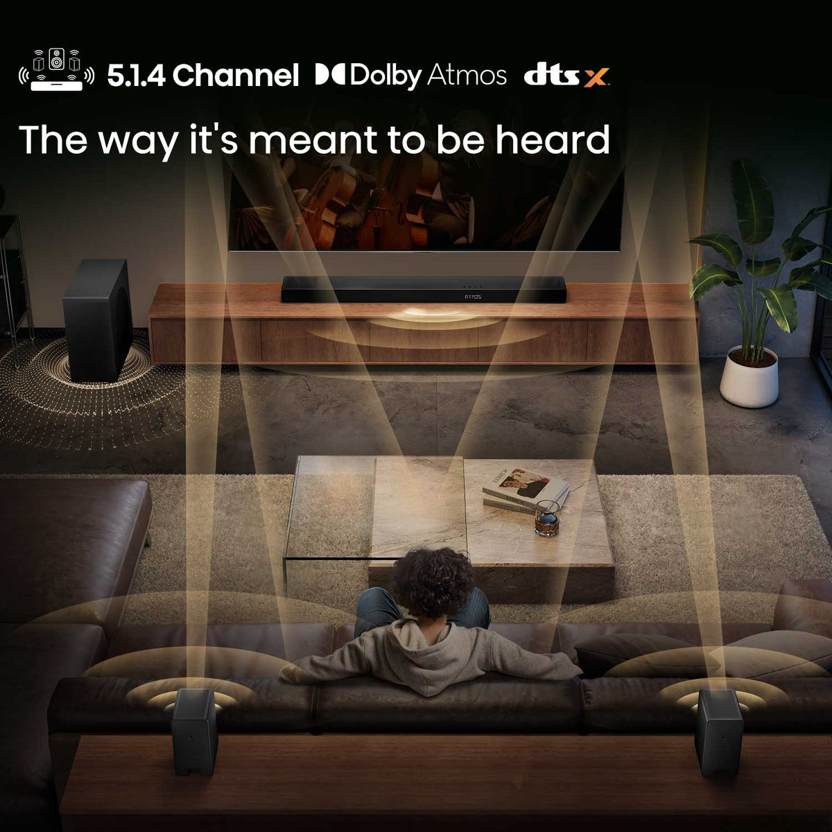 Hisense 5.1.4 Channel 600W Dolby Atmos Soundbar with Wireless Subwoofer AX5140Q