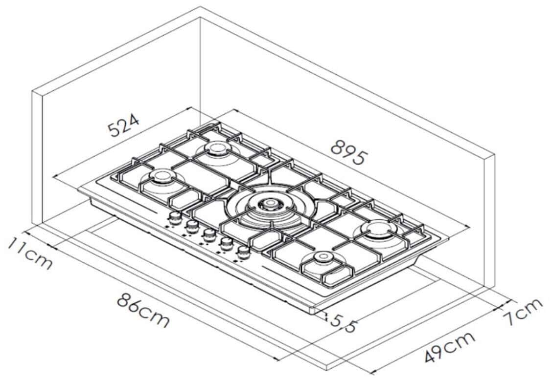 Beko 90cm Black Glass Gas Cooktop BCT90GG1