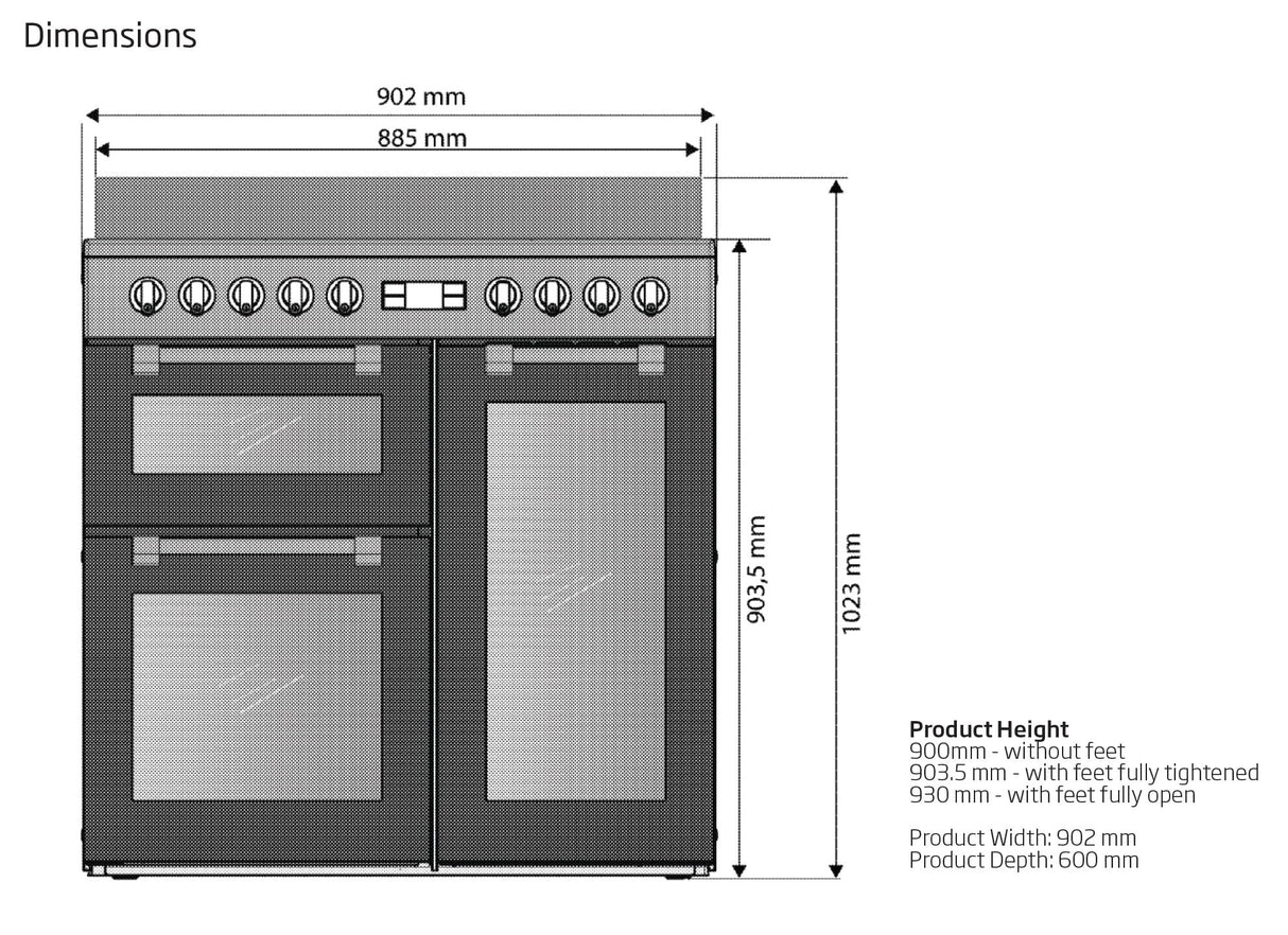 Beko 90cm 66L Multifunction Electric Freestanding Oven/Stove Black BRC916IMB