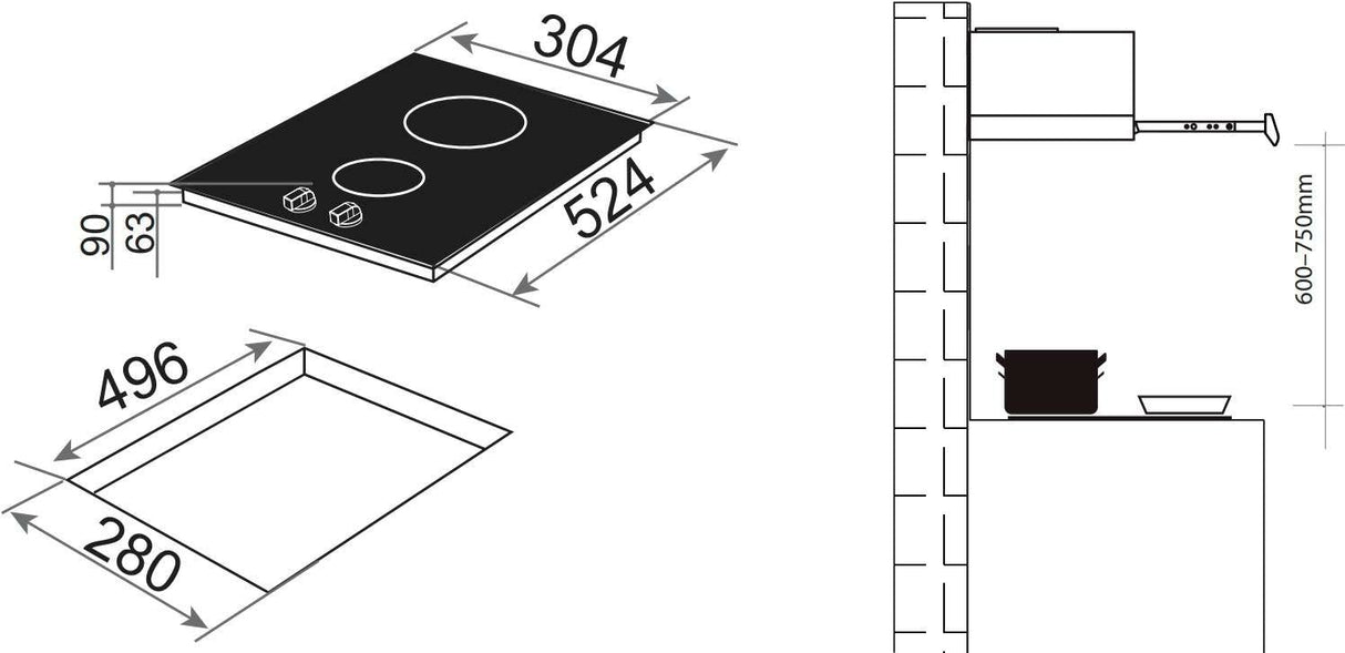 Artusi 30cm Domino-Style Black Ceramic Glass Electric Cooktop CACC32K