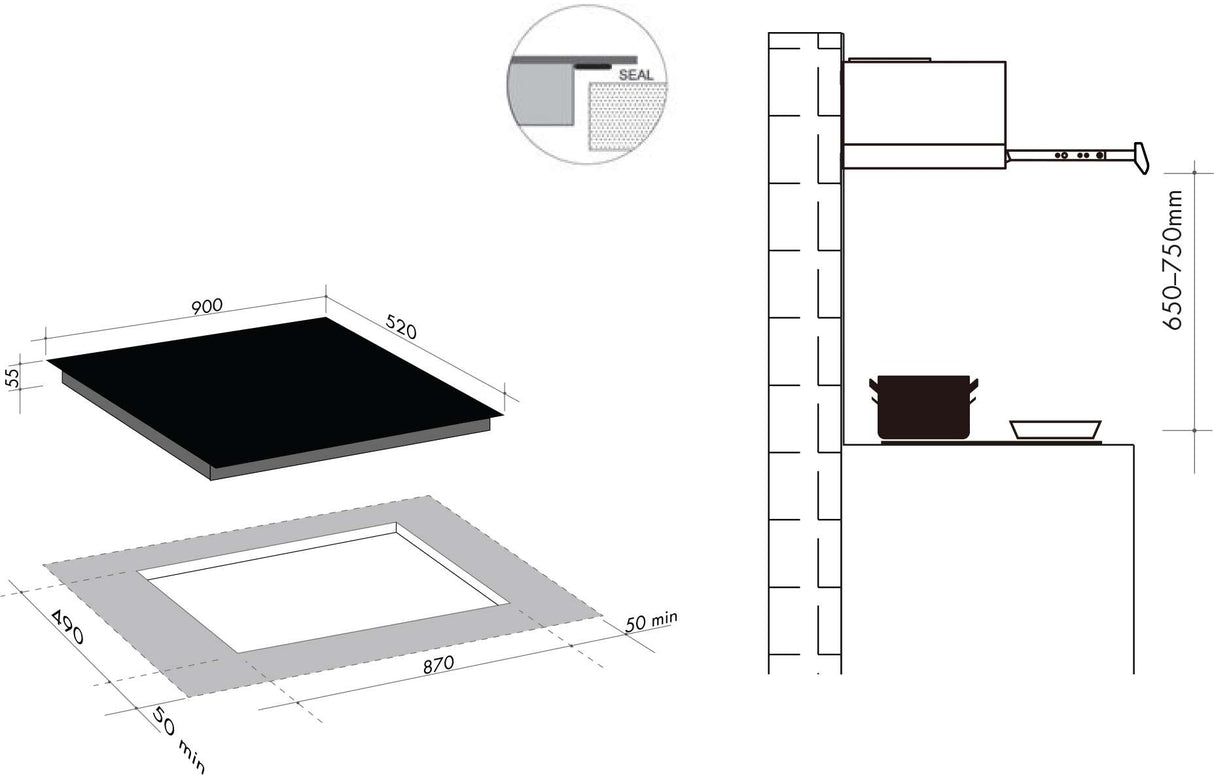 Artusi 90cm Black Ceramic Glass Electric Cooktop CACC90