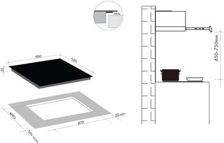 Artusi 90cm Black Ceramic Glass Electric Cooktop CACC90