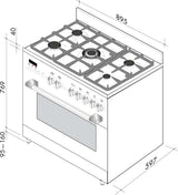 Artusi 90cm Dual Fuel Freestanding Oven/Stove CAFG91X