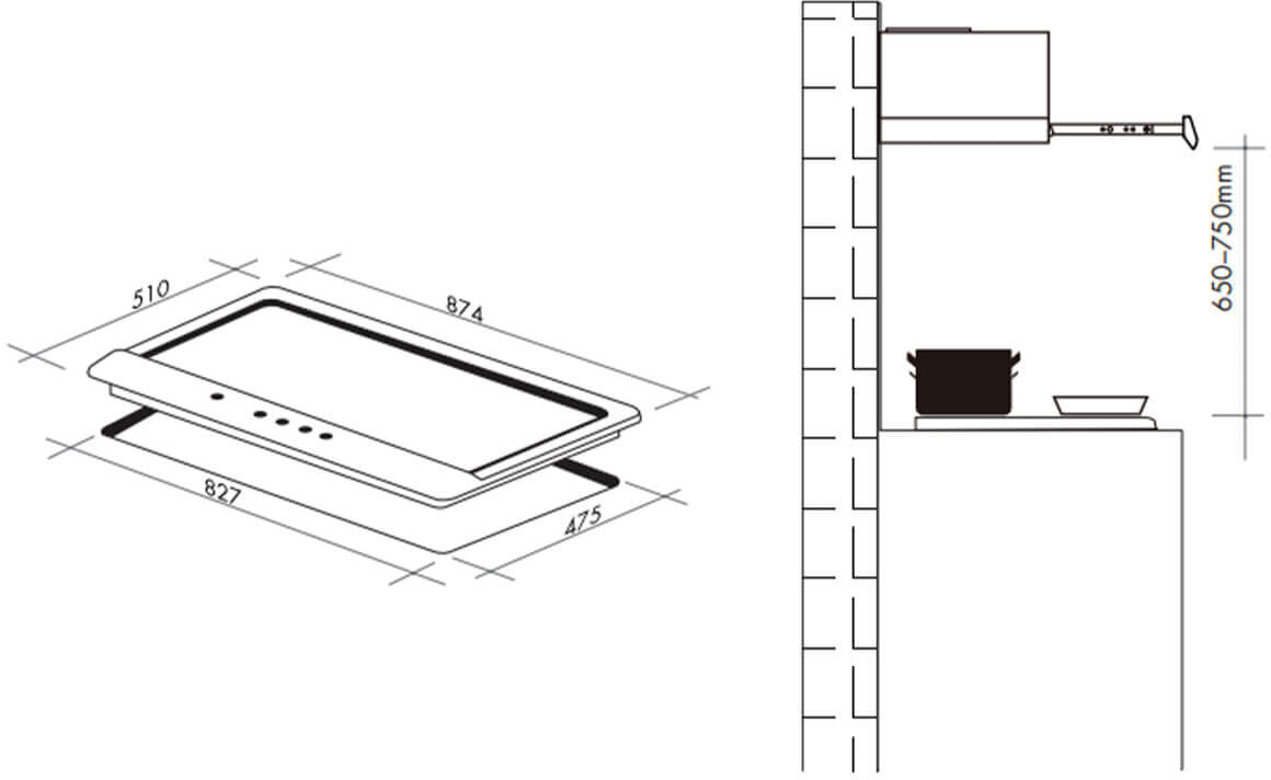 Artusi 90cm Black Schott Glass Gas Cooktop CAGH9000B