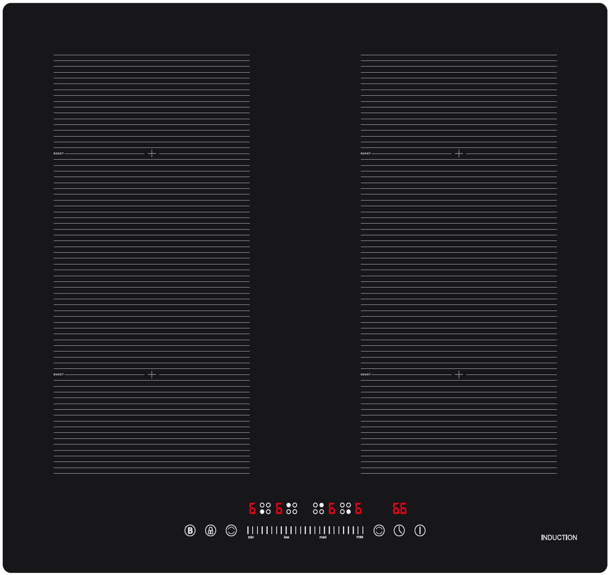 Casa 60cm 4 Zone Black Induction Cooktop CAS6012F