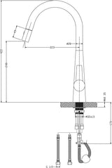 Casa Pull-out Sink Mixer Tap Gunmetal  CASA1017SB-GM
