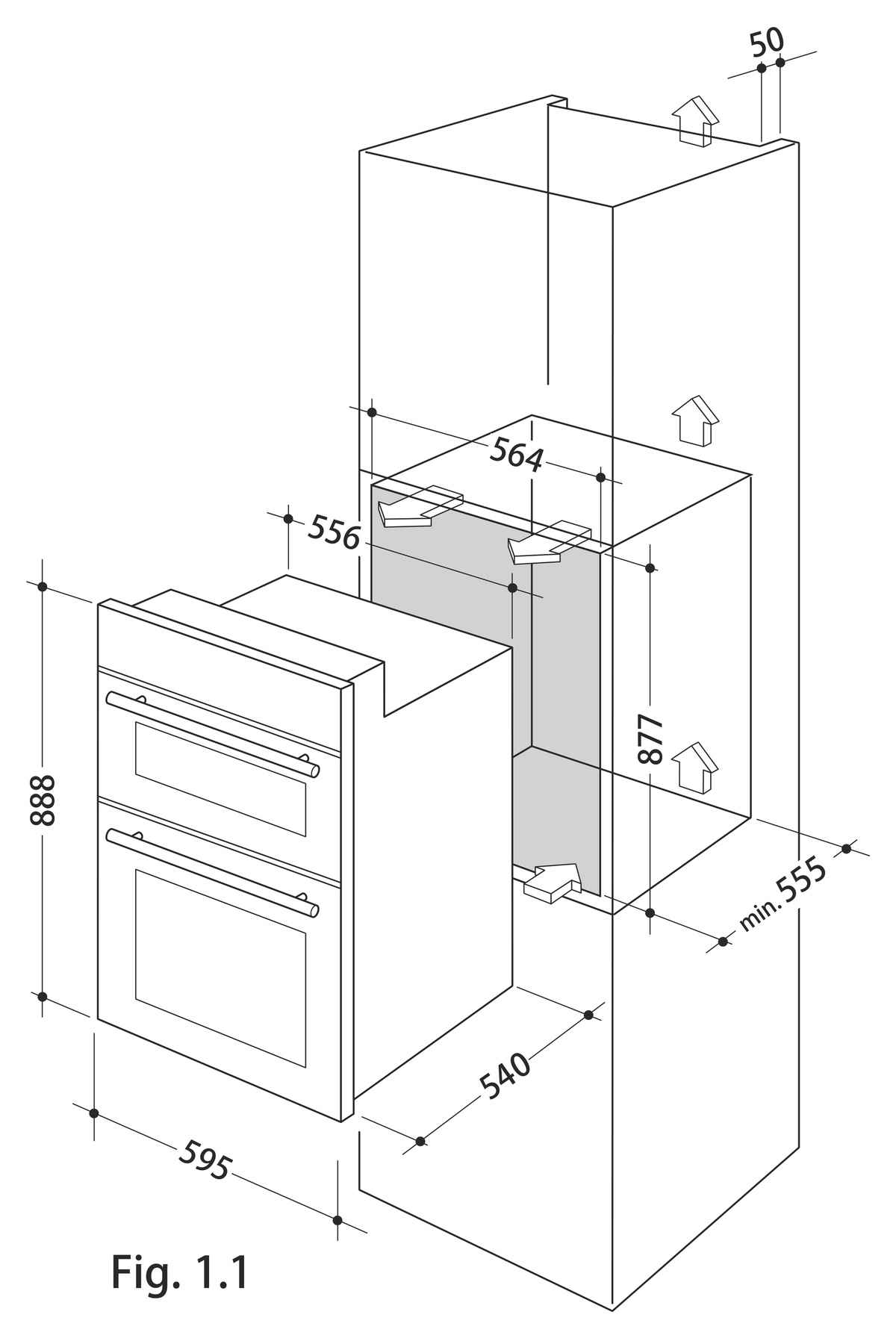 Casa 60cm 94L Electric Built-In Double Oven CC60ED