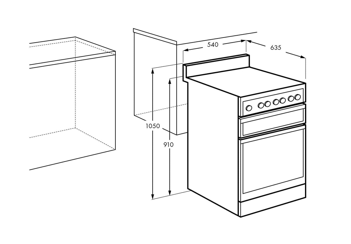 Chef 54cm 80L Gas Freestanding Oven/Stove White CFG517WCH
