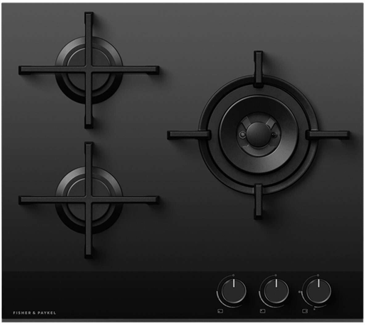 Fisher & Paykel 60cm Black Glass Natural Gas Cooktop CG603DNGGB4