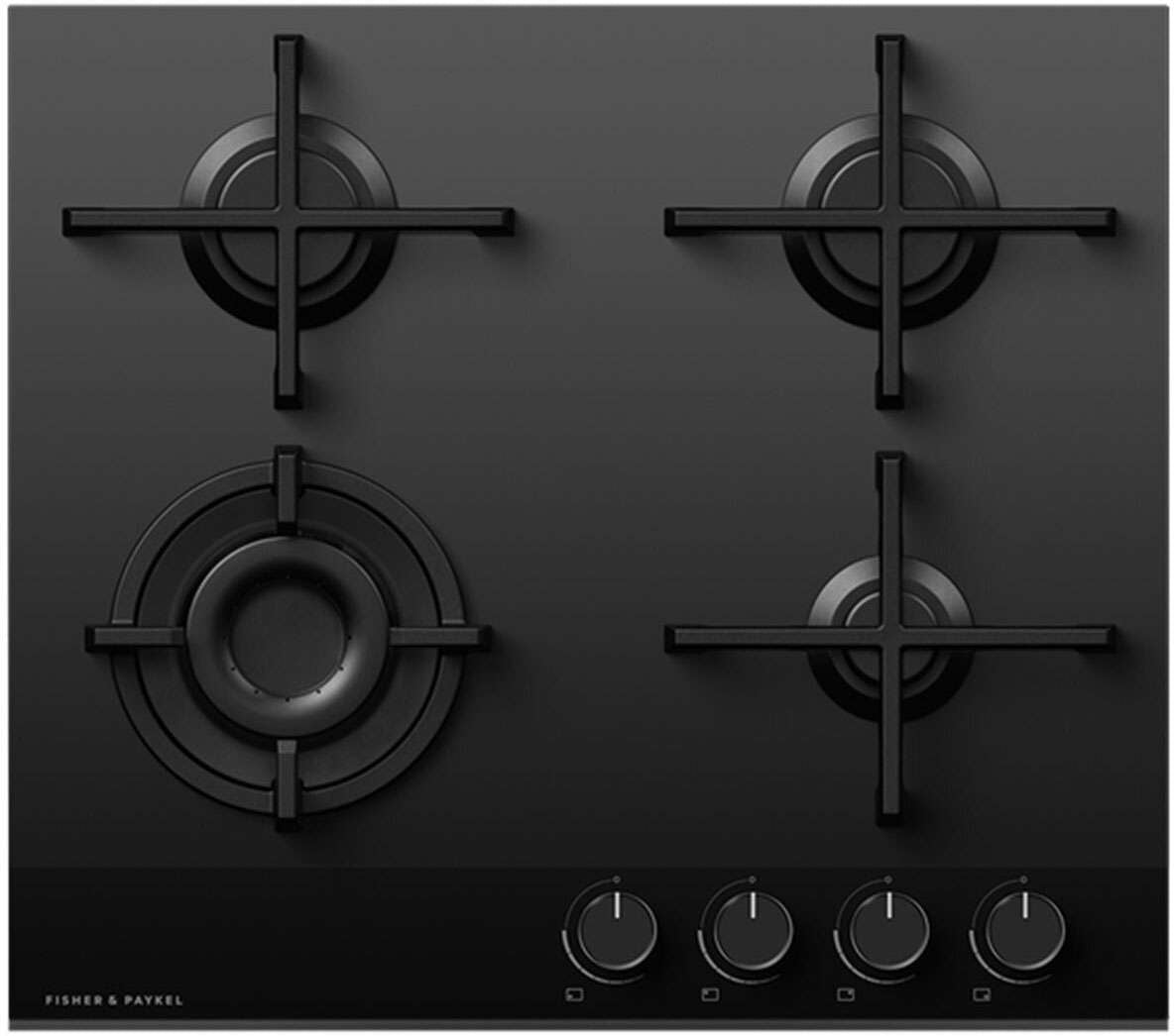 Fisher & Paykel 60cm Black Glass Natural Gas Cooktop CG604DNGGB4