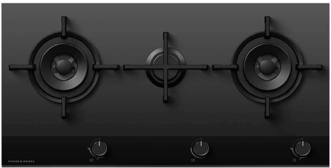 Fisher & Paykel 90cm Black Glass Natural Gas Cooktop CG903DNGGB4
