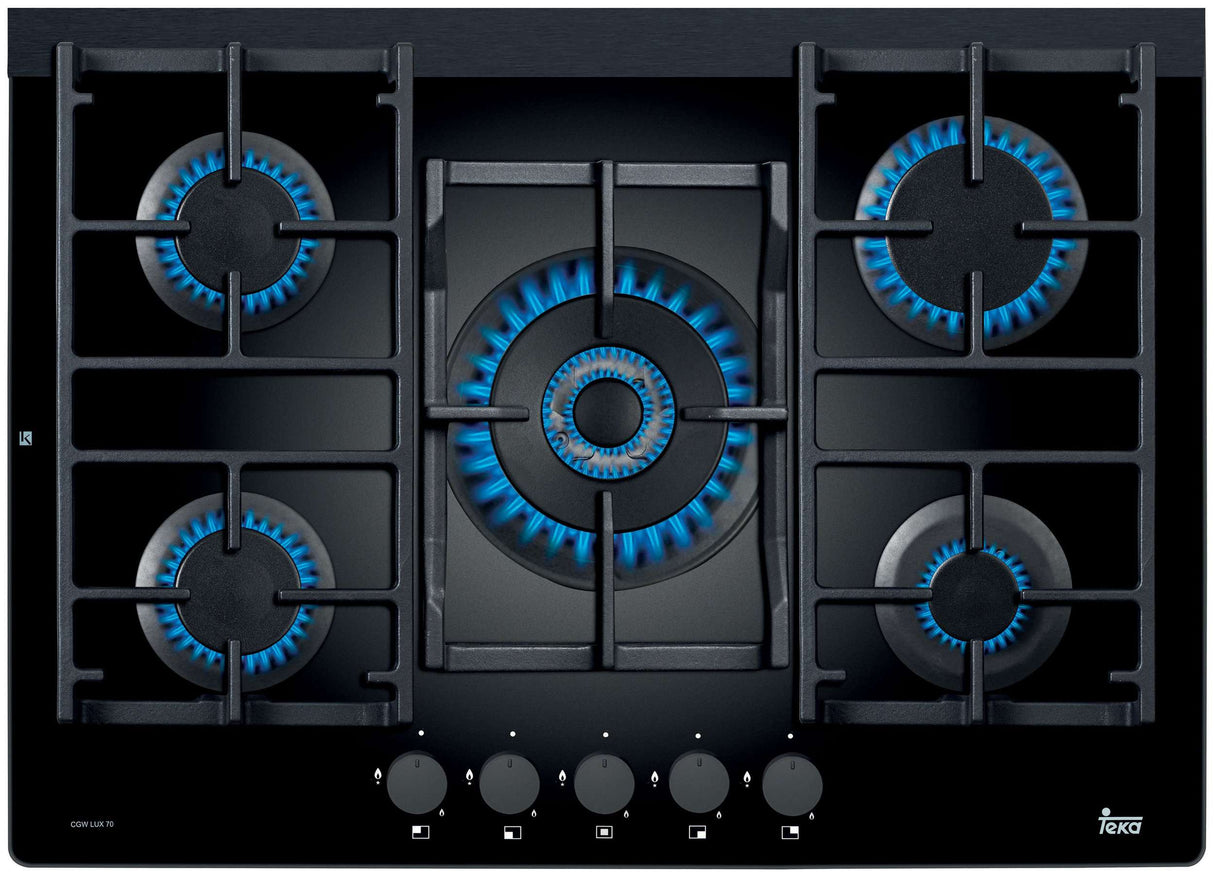 Teka 70cm Black Ceramic Glass Gas Cooktop CGWLUX705