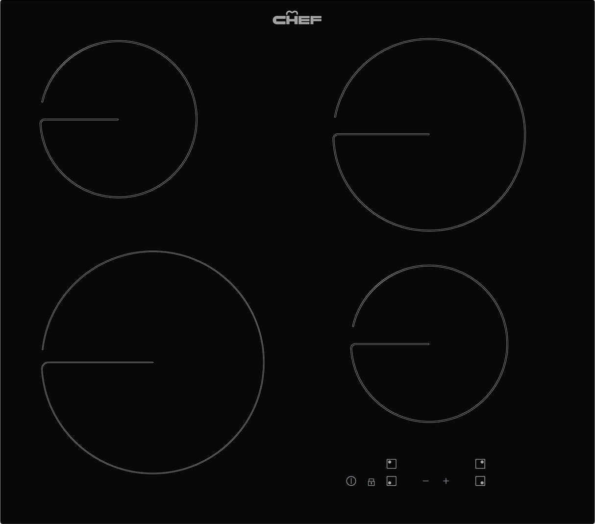 Chef 60cm 4 Zone Black Ceramic Glass Electric Cooktop CHC644BC