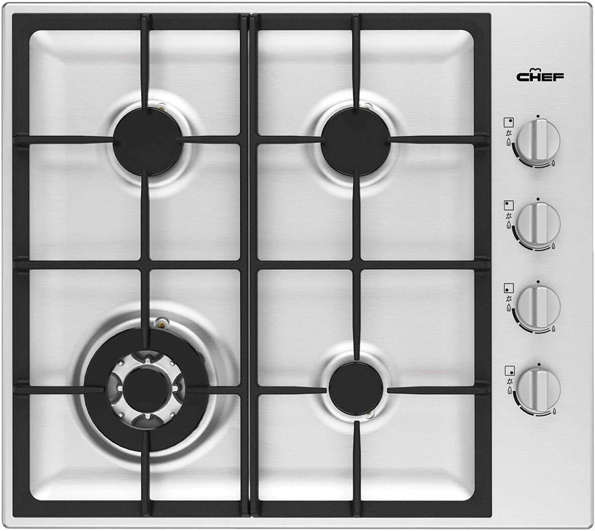 Chef 60cm Stainless Steel Gas Cooktop CHG644SC
