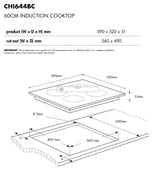 Chef 60cm 4 Zone Black Induction Cooktop CHI644BC