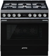 Smeg 90cm Portofino Freestanding Dual Fuel Oven/Stove Black CPF9GPBLA