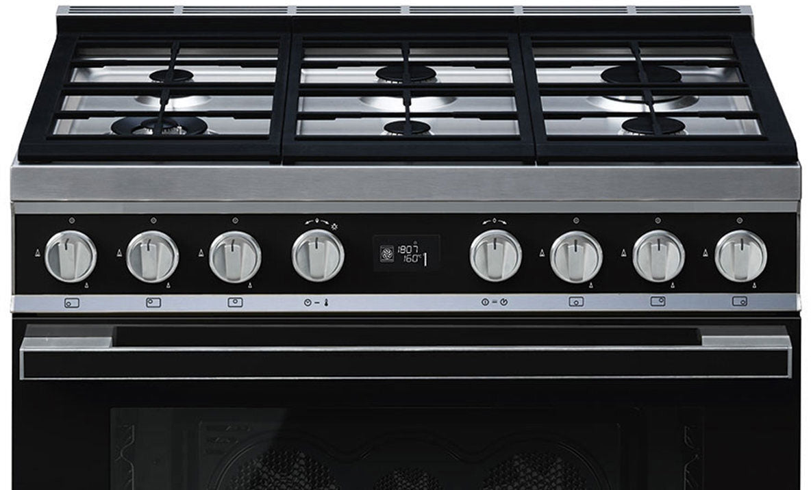 Smeg 90cm Portofino Freestanding Dual Fuel Oven/Stove Black CPF9GPBLA