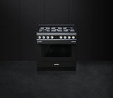 Smeg 90cm Portofino Freestanding Dual Fuel Oven/Stove Black CPF9GPBLA