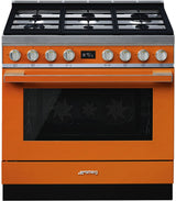 Smeg 90cm Portofino Freestanding Dual Fuel Oven/Stove Burnt Orange CPF9GPORA