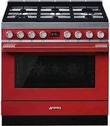 Smeg 90cm Portofino Freestanding Dual Fuel Oven/Stove Red CPF9GPRA