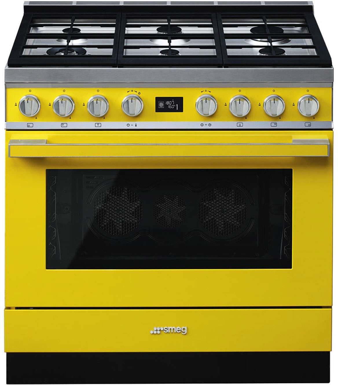 Smeg 90cm Portofino Freestanding Dual Fuel Oven/Stove Yellow CPF9GPYWA
