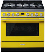 Smeg 90cm Portofino Freestanding Dual Fuel Oven/Stove Yellow CPF9GPYWA