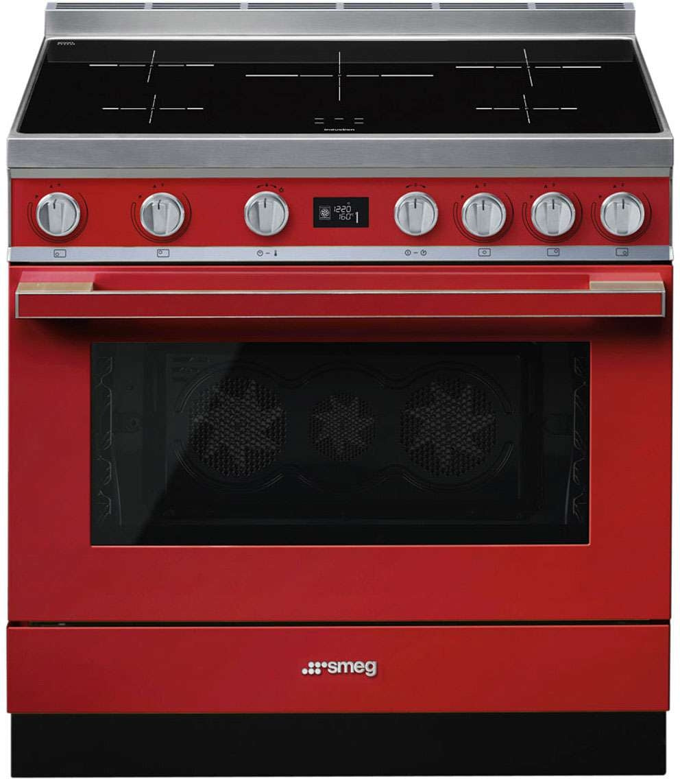 Smeg 90cm Portofino Freestanding Electric Oven/Stove Red CPF9IPR