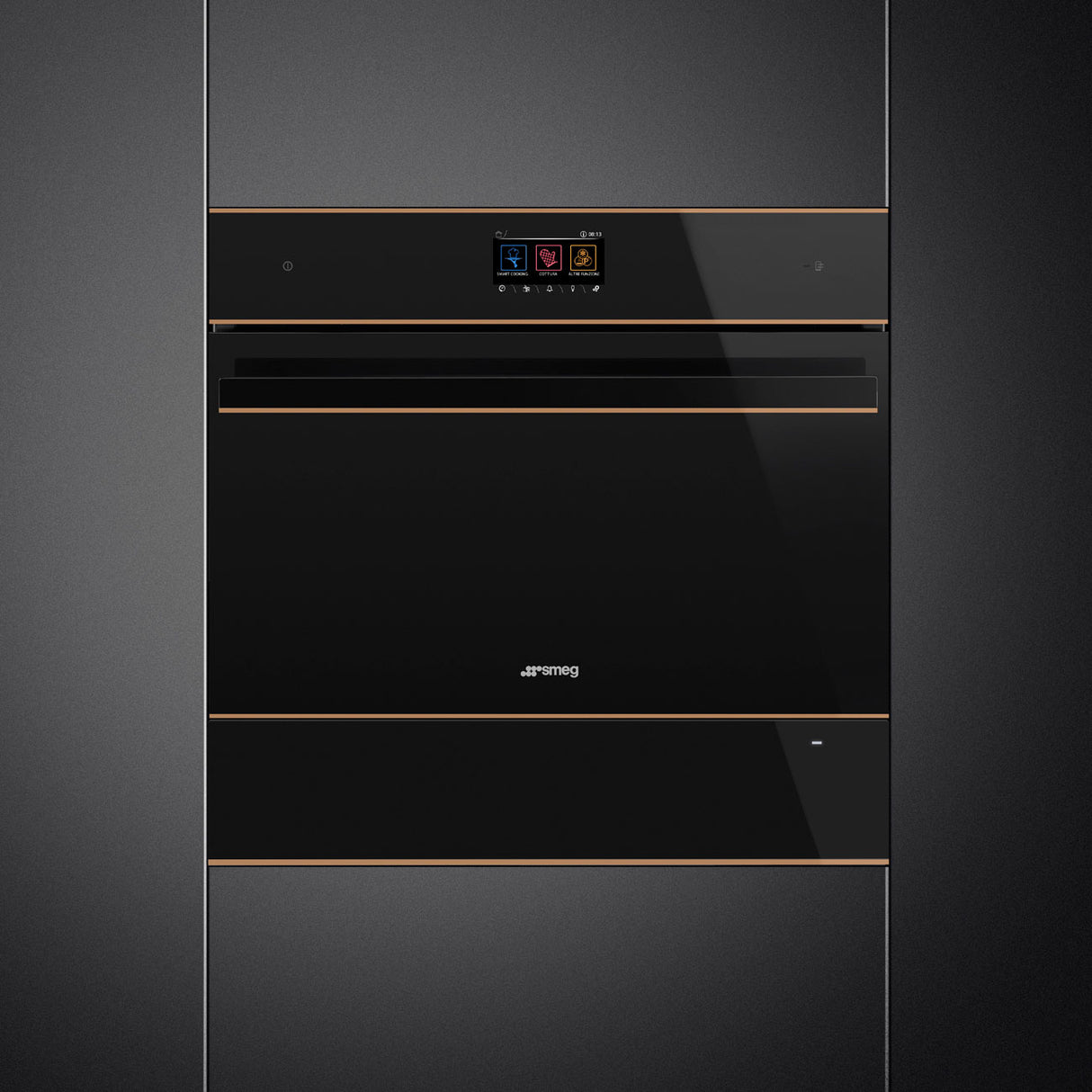 Smeg 15cm Dolce Stil Novo Warming Drawer Black CPRT615NR