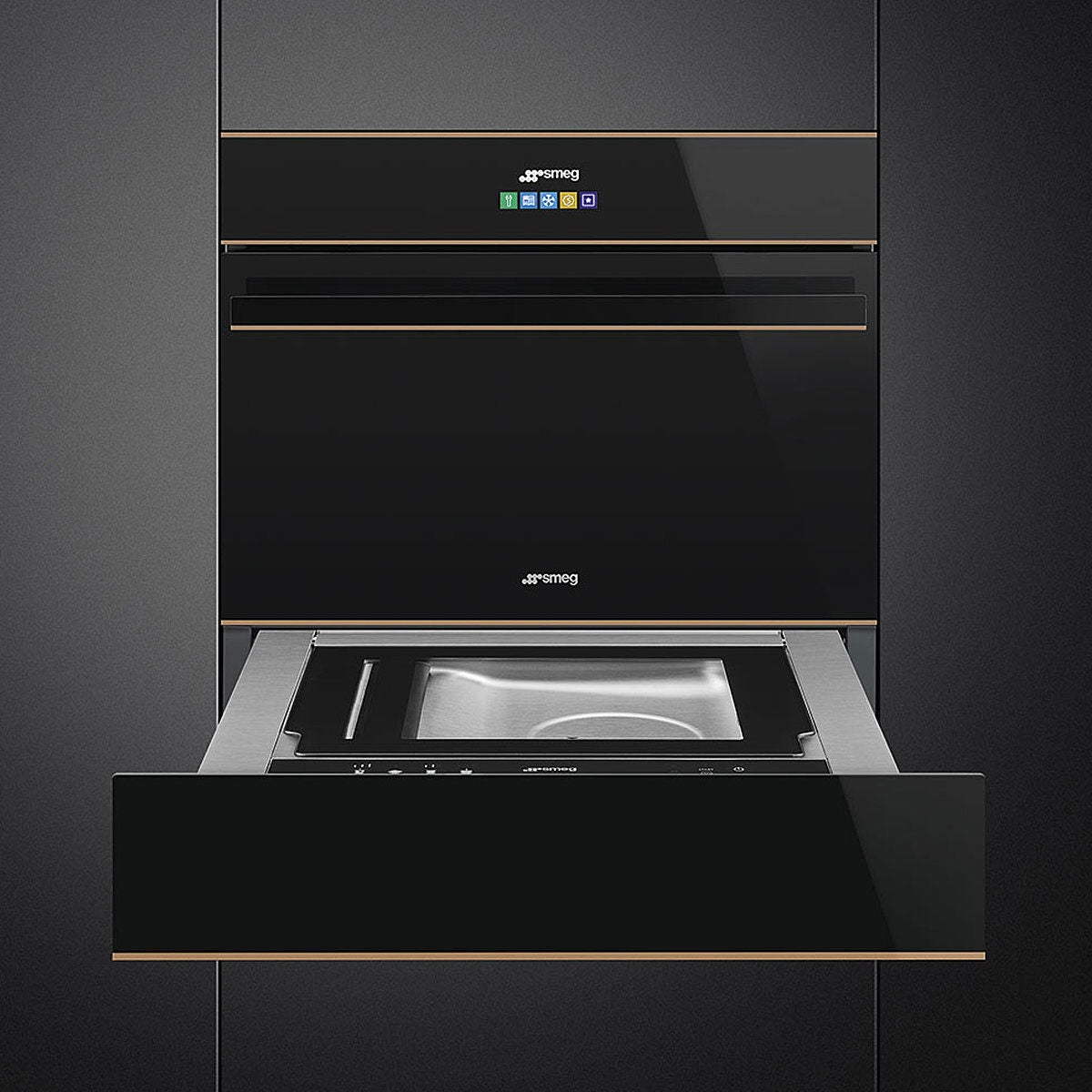 Smeg Dolce Stil Novo Aesthetic Vacuum Drawer Copper Trim CPV615NR