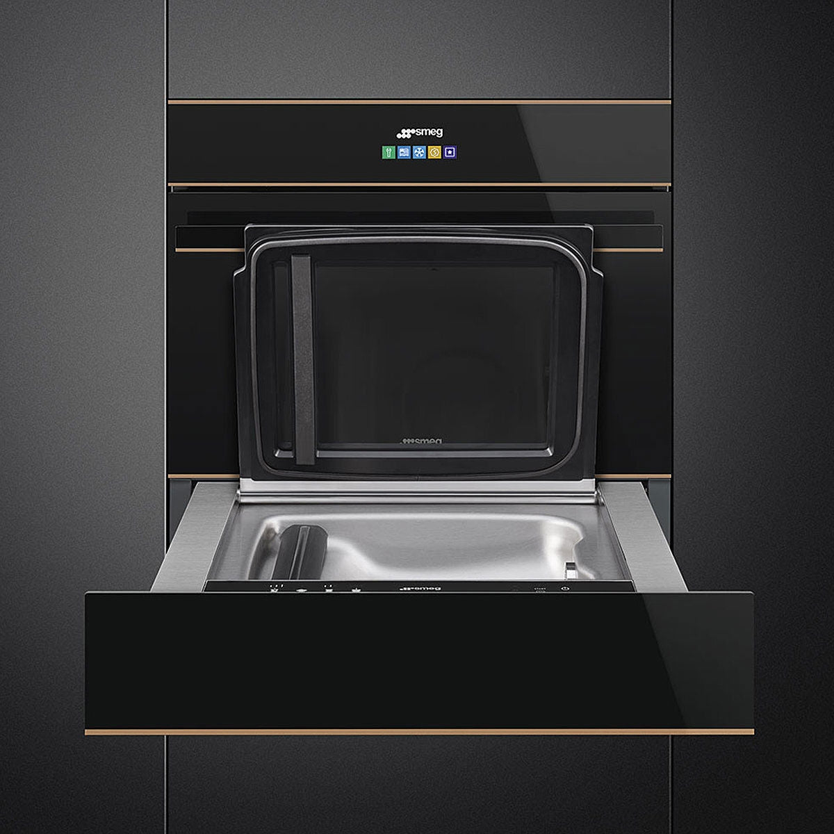 Smeg Dolce Stil Novo Aesthetic Vacuum Drawer Copper Trim CPV615NR
